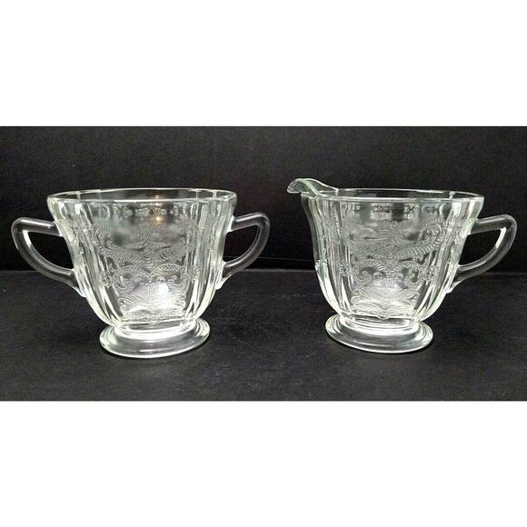 Indiana Glass Madrid Clear Creamer and Sugar Bowl - Picture 1 of 5